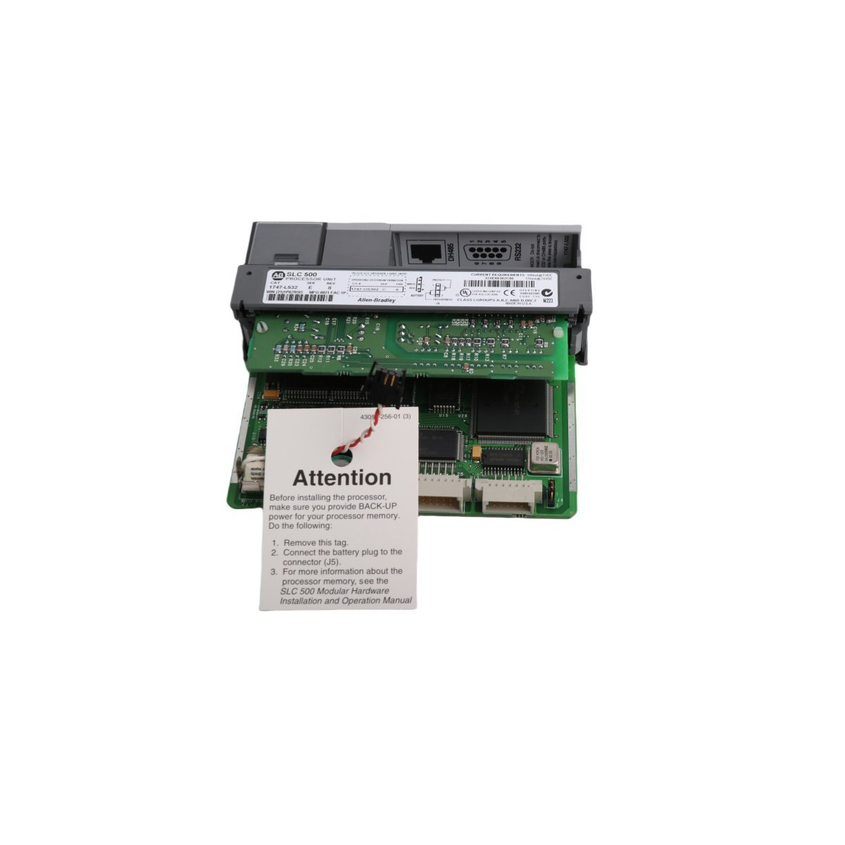 The Allen Bradley 1747-L532, also cataloged as the 1747-L532 SLC 5/03 16K Controller, operates as a dedicated hardware component for mid-range control tasks within PLC networks.